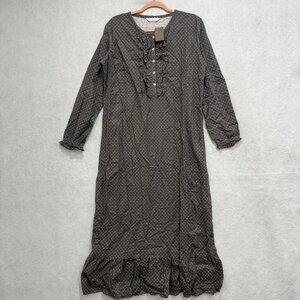 Noble Mount Nightgown Womens Small Long Sleeve Polka Dot Ruffle Sleepwear Pajama